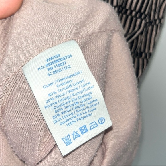 BODEN Long Sleeve Sheath Dress Black Printed Draped Neck Size 6R Wool Blend - Picture 6 of 9